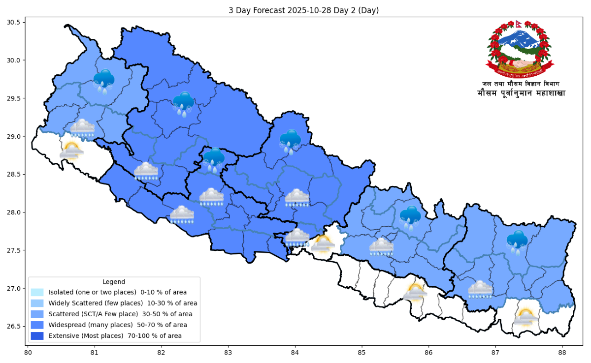 पश्चिमी र अरबी वायुको प्रभाव, केही स्थानमा वर्षा हिमपात मुलुकभर बदली