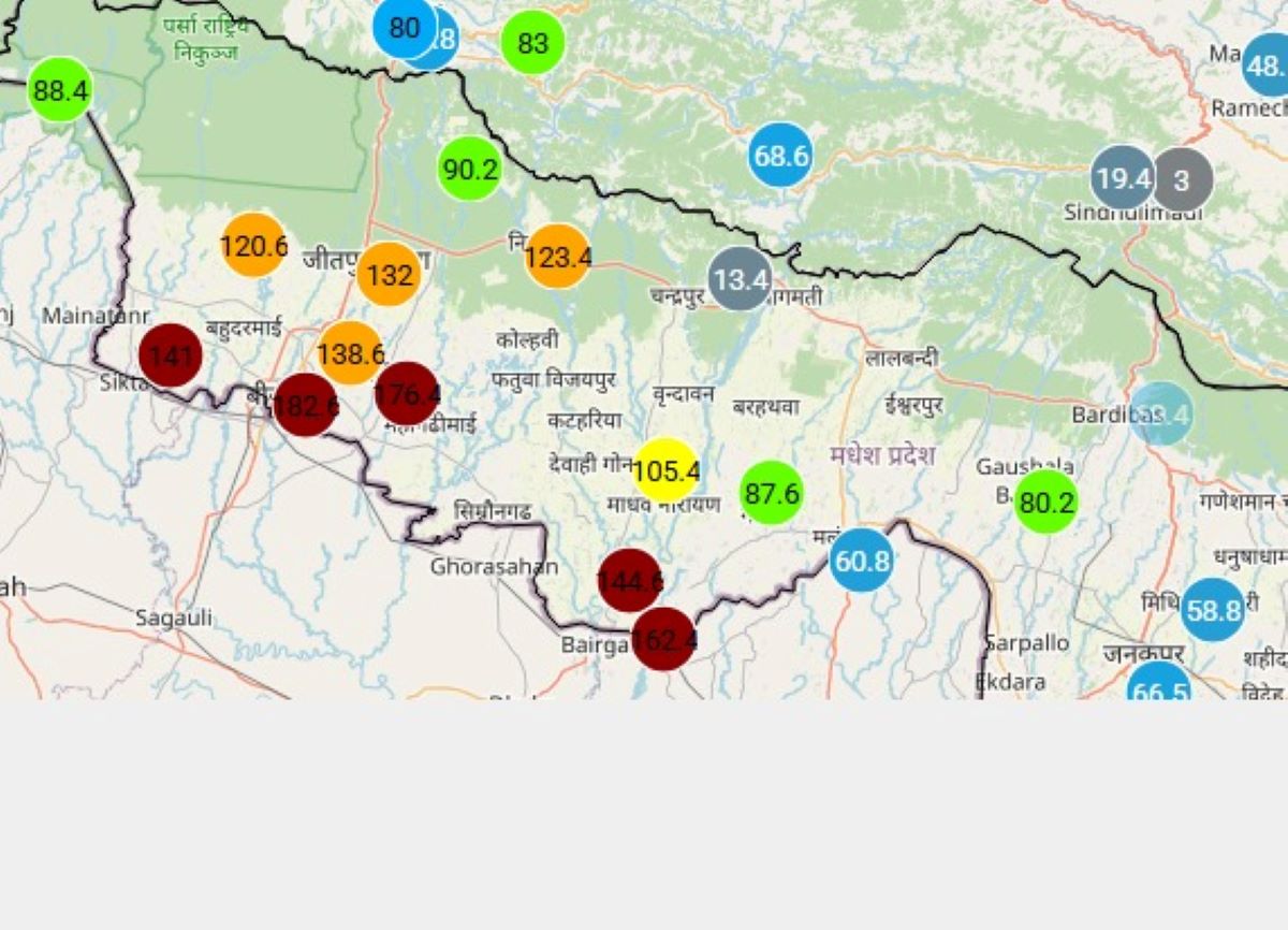 वीरगंजमा धेरै भारी वर्षा, पछिल्लो २४ घण्टामा सबै भन्दा धेरै