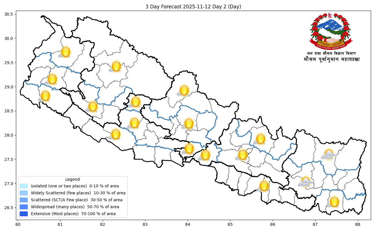कोशी र बागमतिका पहाडमा आंशिक बदली , अन्यत्र सफा