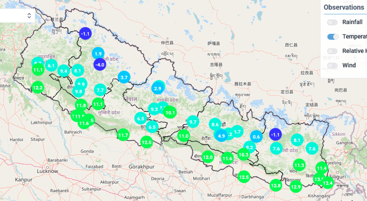 आजको मौसम : बिहान ८ बजे झापामा १३ डिग्रि, जुम्लामा माइनस ४