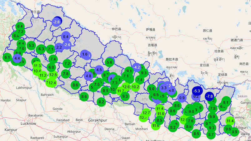 आजको मौसम : बिहान ७ बजे सिमरामा १२.७ डिग्रि सिमिकोटमा माइनस २.४ डिग्रि
