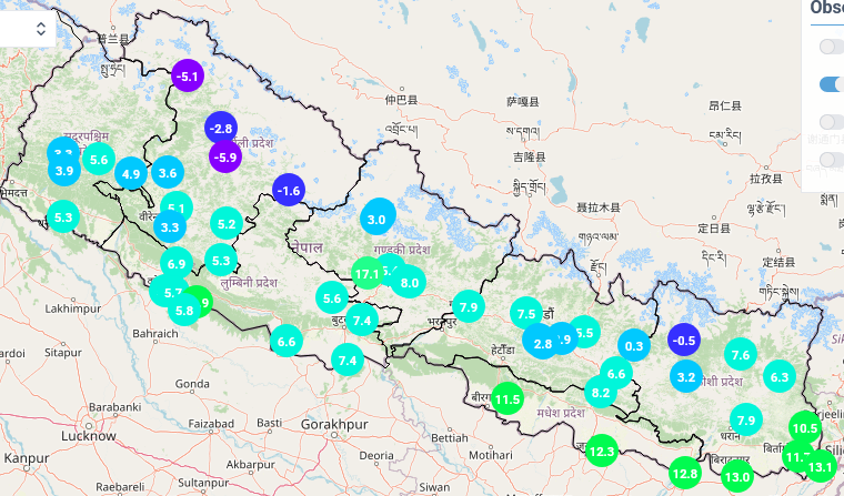 पूर्व भन्दा पश्चिम चिसो : चन्द्रगढी १३ं.१ डिग्रि, नेपालगंज ५.९ डिग्रि,जुम्ला माइनस ५.९ डिग्रि