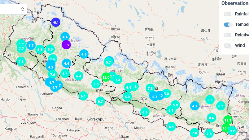 कहाँ कति चिसो ? काठमार्डौं २.७, जोमसोम ४.४