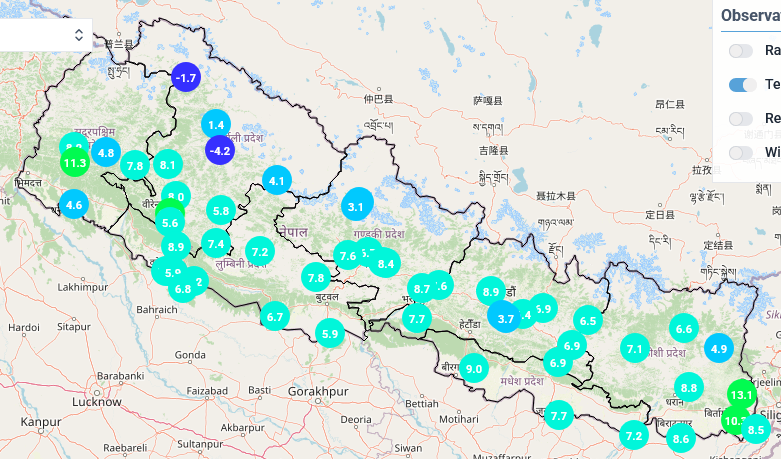 कहाँ कति चिसो ? पूर्व भन्दा पश्चिम जाडो, काठमाडौं ३.७