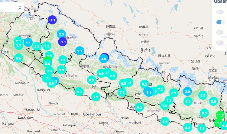 कहाँ कति चिसो ? चन्द्रगढी ९ .४ धनगढी ५.६, काठमाडौं ३.७