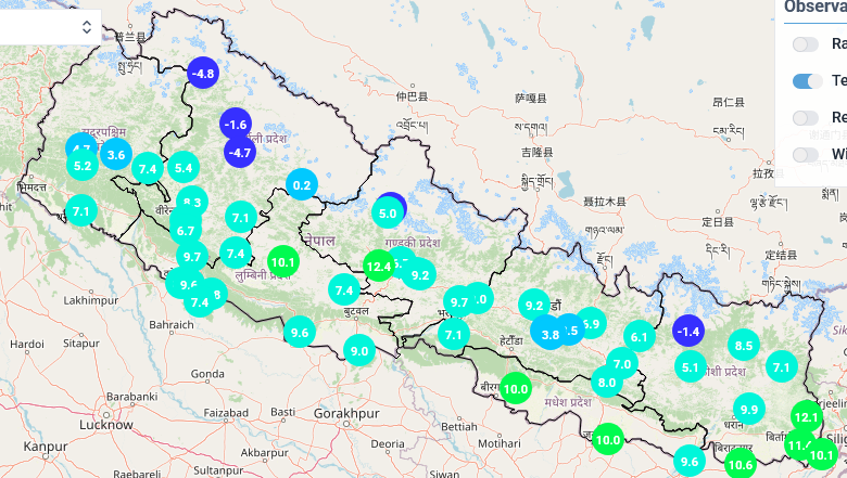 कहाँ कति चिसो ? काठमाडौं ३.८,चन्द्रगढी १०, धनगढी ७