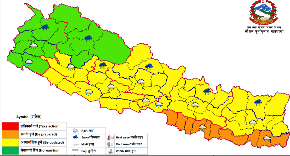 दिनभर मुलकभर बादल : पूर्वी र मध्य नेपालमा मध्यम वर्षा,चट्याङ्ग