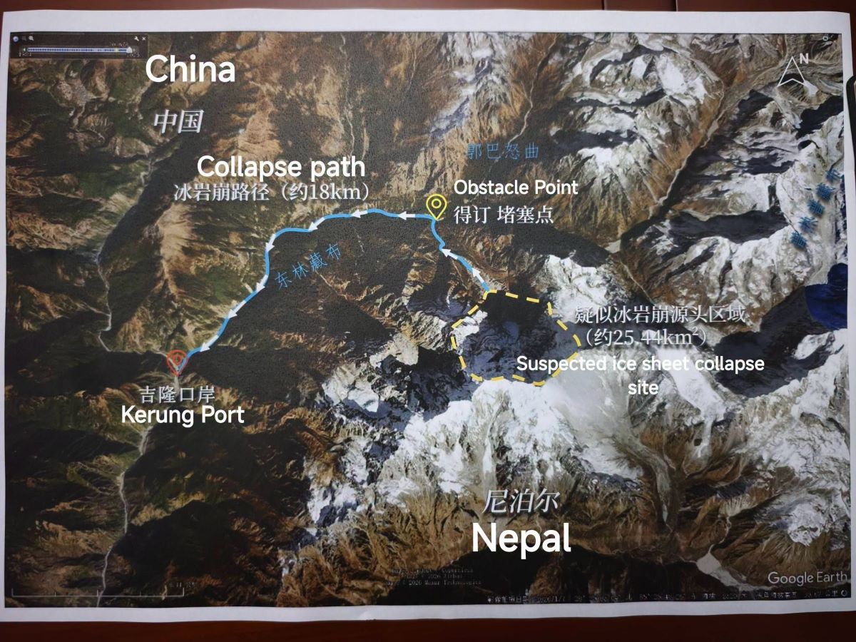 चीनले भन्यो पहिरोले ताल बनेको छ : नदीमा पानीको सतह निगरानी गर्दे सतर्क भएर उद्धार गर्नु
