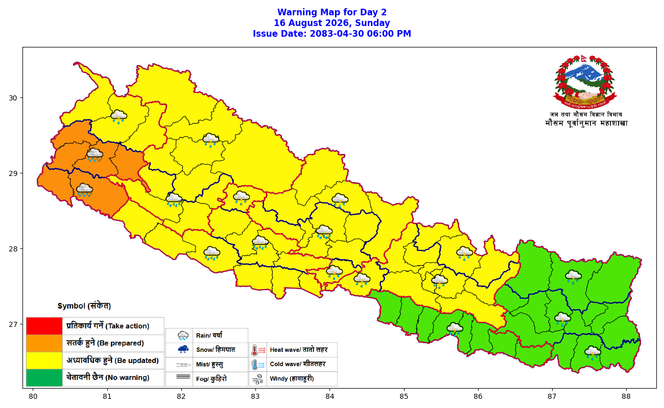 मुलुकभर बादल, बागमति पश्चिम मध्यम र भारी वर्षाको संभावना