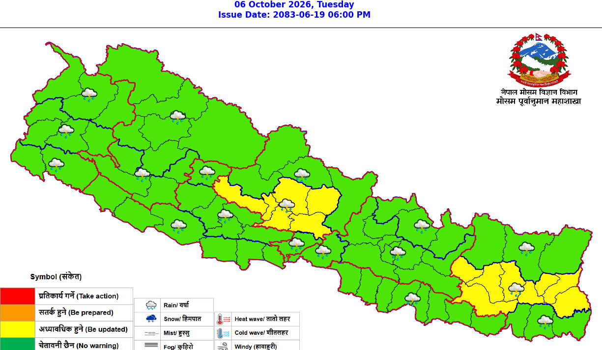आज देशभर बादल, केही स्थानमा मध्यम वर्षा,हिमपात